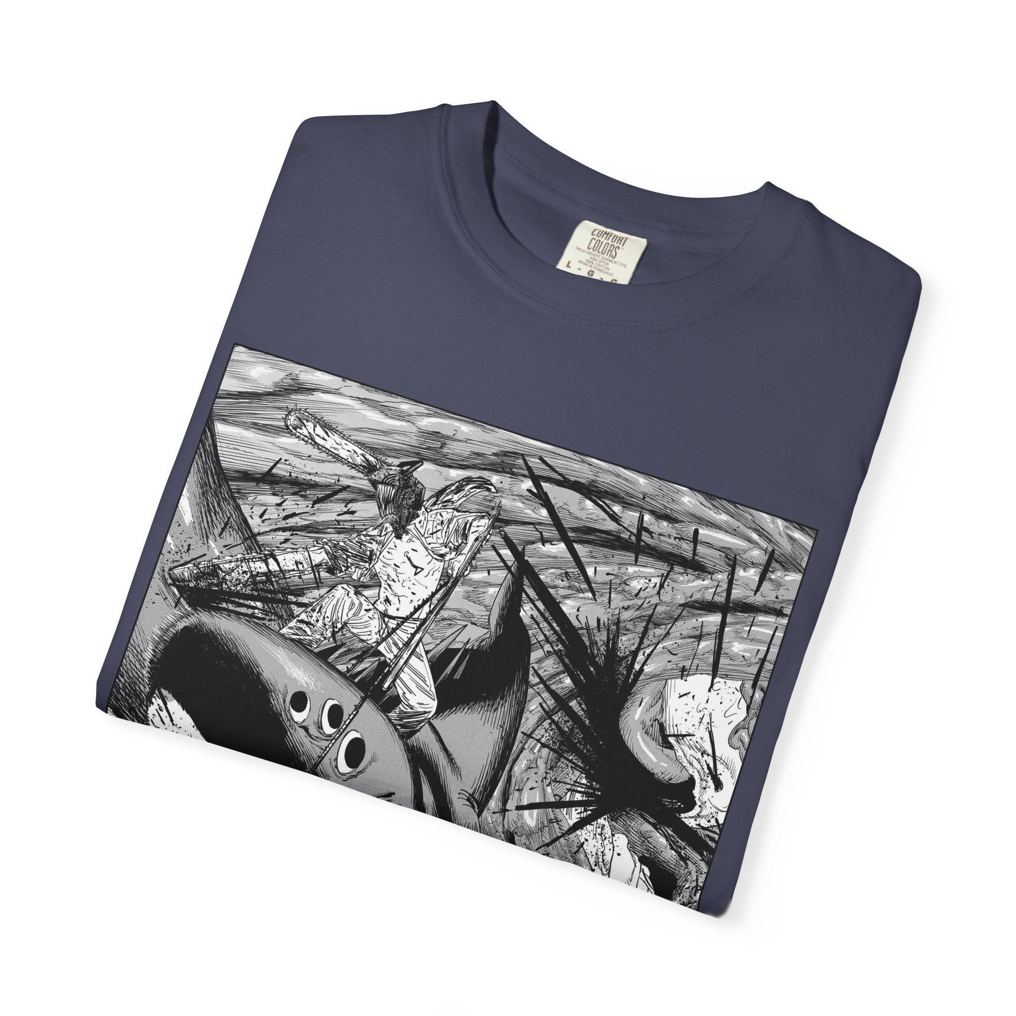 Chainsaw Man Shark Fiend T-Shirt | Black & White Manga Graphic Tee | Japanese Anime Streetwear