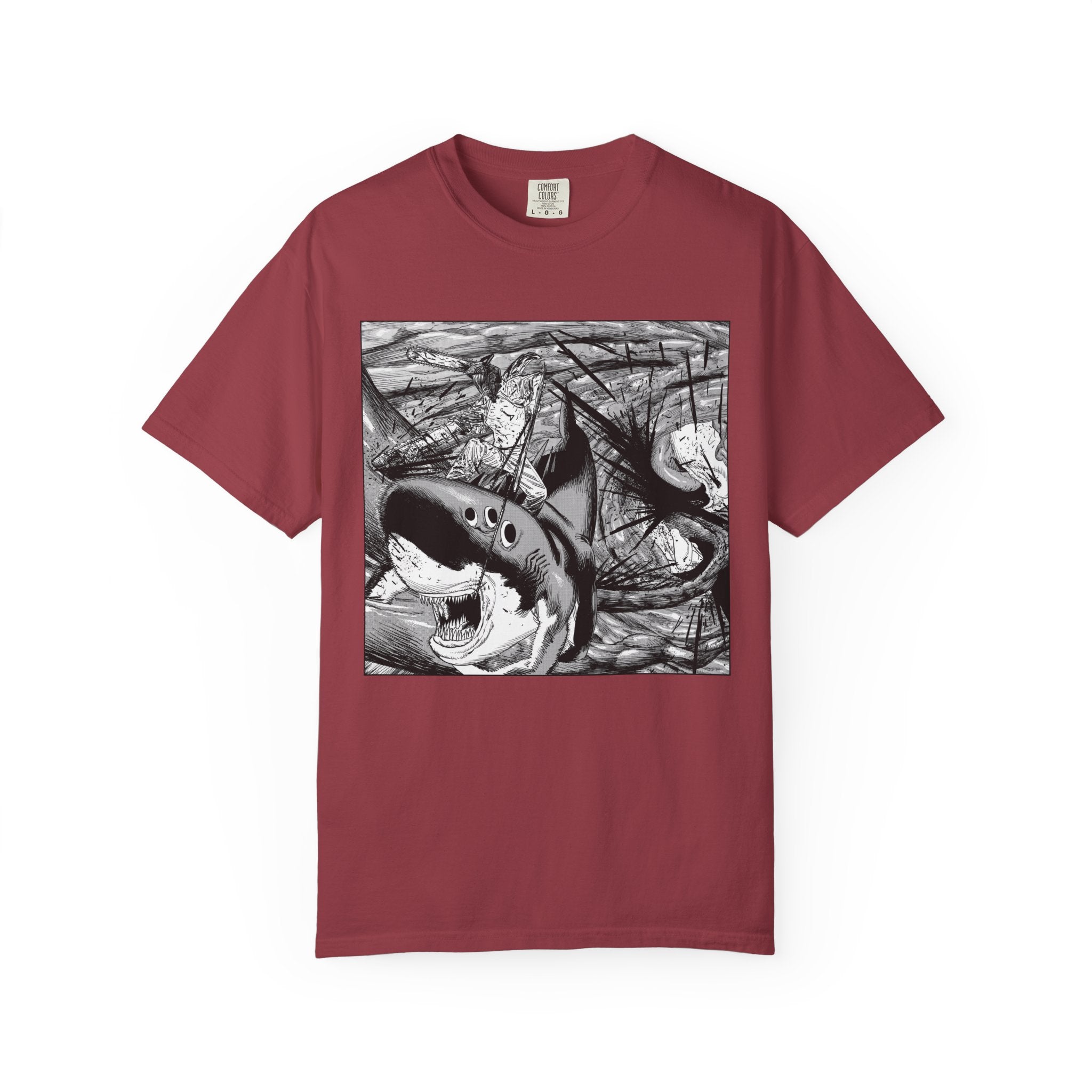 Chainsaw Man Shark Fiend T-Shirt | Black & White Manga Graphic Tee | Japanese Anime Streetwear