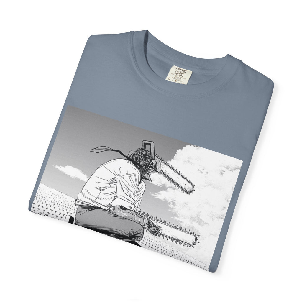 Chainsaw Man Graveyard Scene T-Shirt | Black & White Manga Graphic Tee | Japanese Anime Streetwear