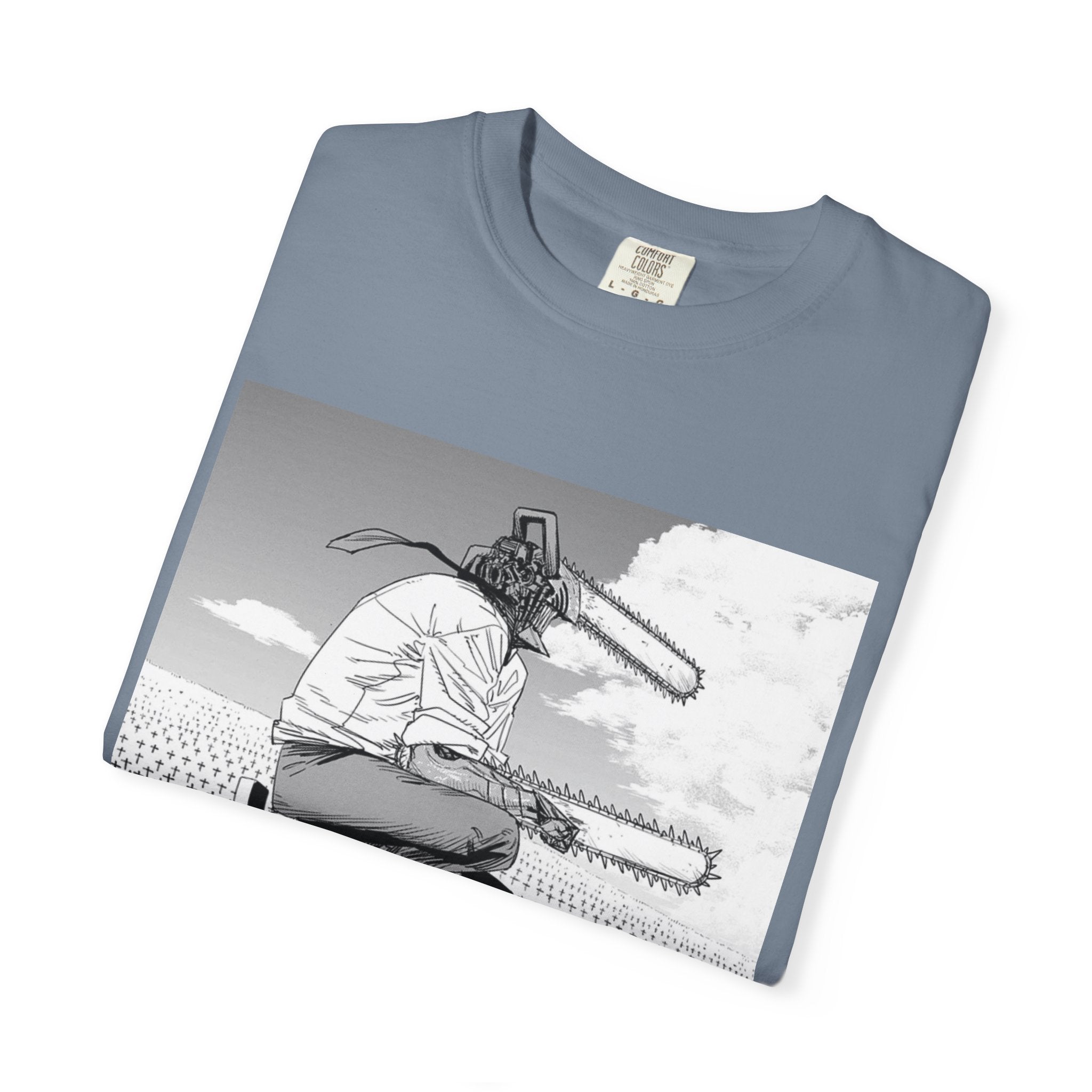 Chainsaw Man Graveyard Scene T-Shirt | Black & White Manga Graphic Tee | Japanese Anime Streetwear