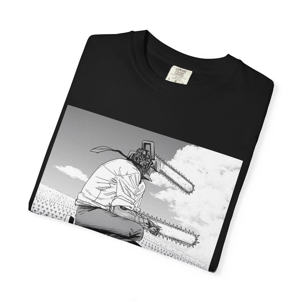 Chainsaw Man Graveyard Scene T-Shirt | Black & White Manga Graphic Tee | Japanese Anime Streetwear
