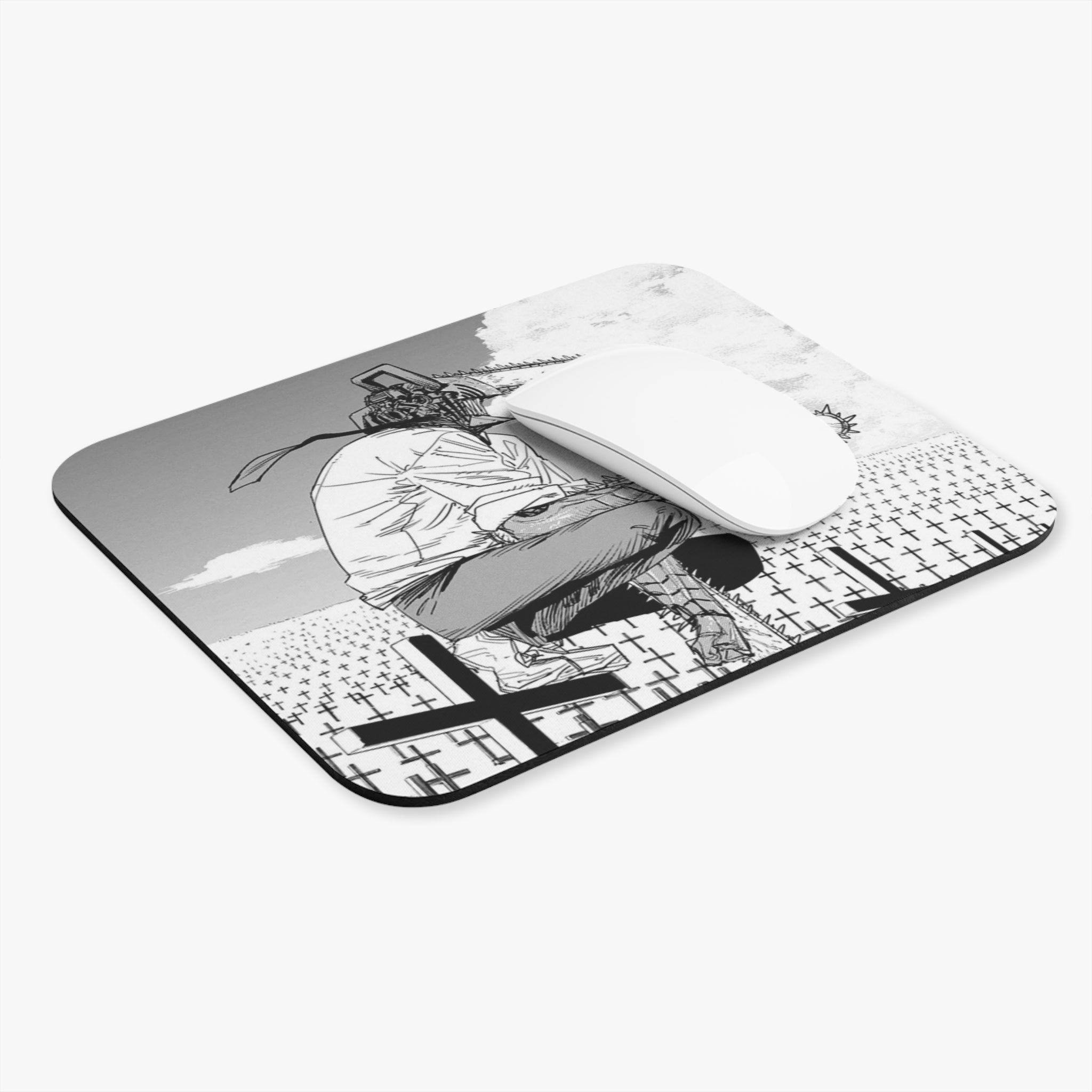 Chainsaw Man Denji Black & White Anime Mousepad | Manga Gaming Desk Mat