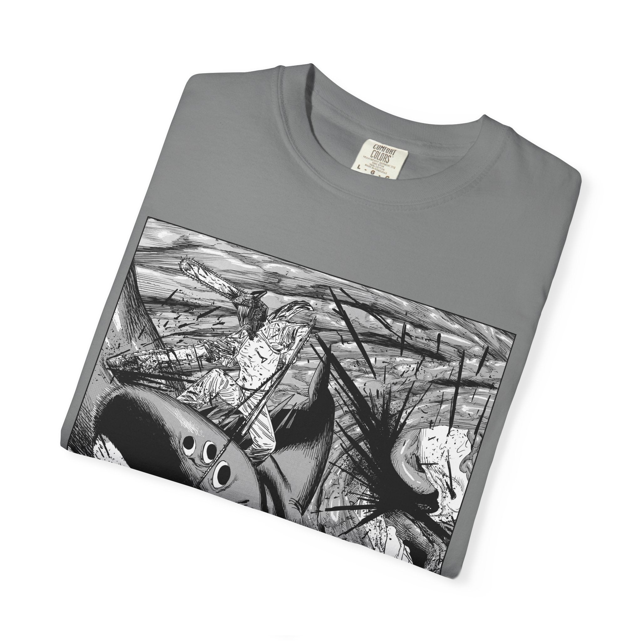 Chainsaw Man Shark Fiend T-Shirt | Black & White Manga Graphic Tee | Japanese Anime Streetwear