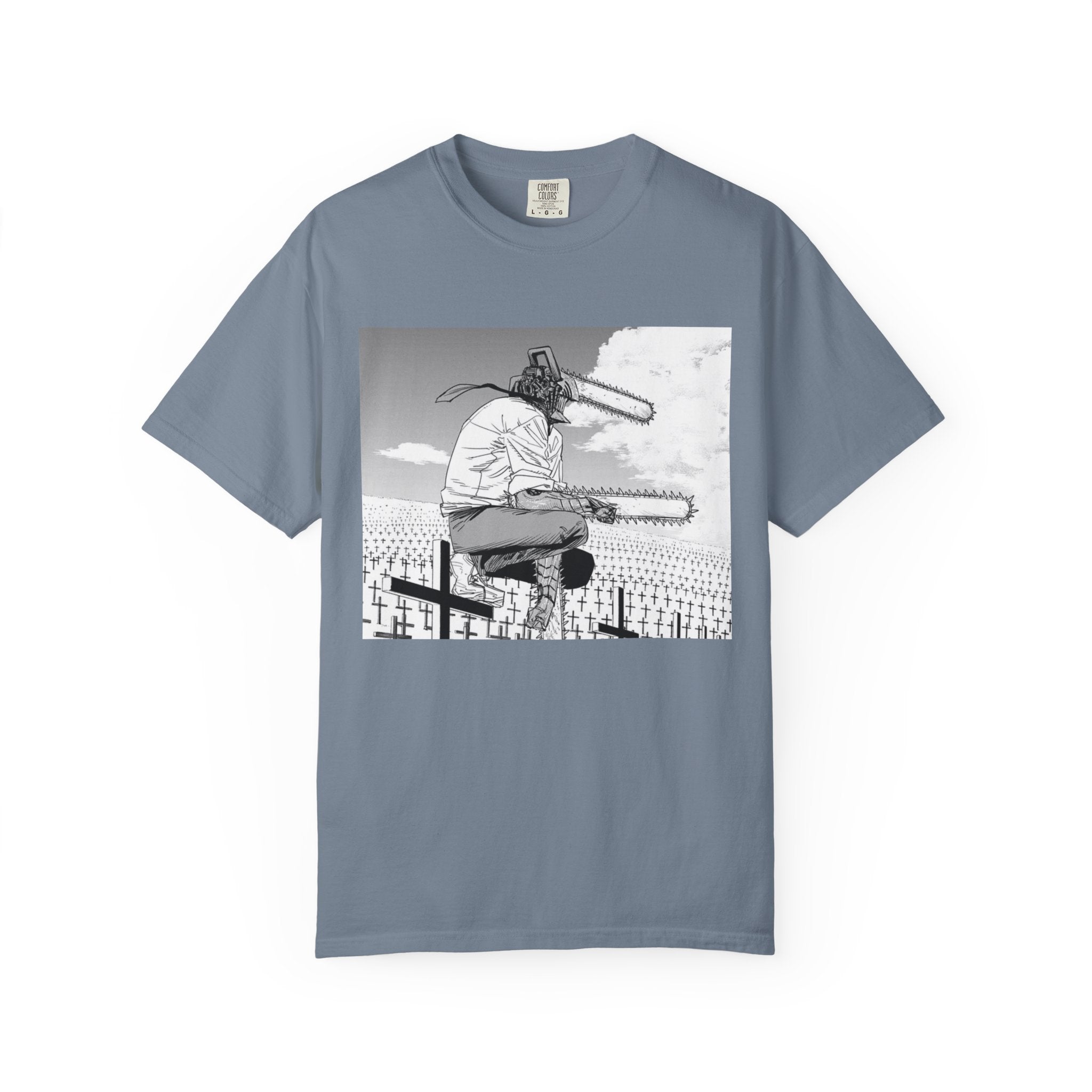 Chainsaw Man Graveyard Scene T-Shirt | Black & White Manga Graphic Tee | Japanese Anime Streetwear
