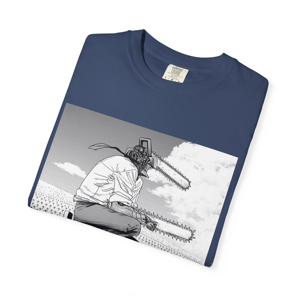 Chainsaw Man Graveyard Scene T-Shirt | Black & White Manga Graphic Tee | Japanese Anime Streetwear