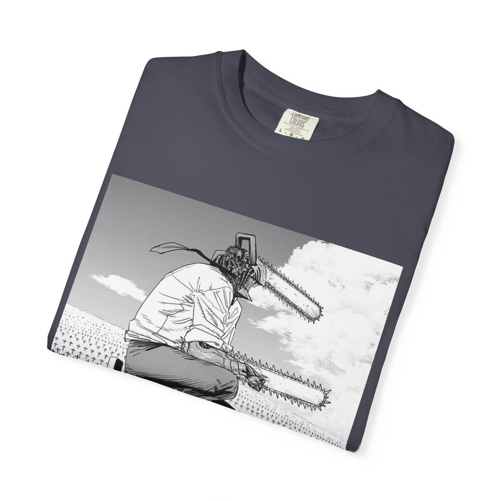 Chainsaw Man Graveyard Scene T-Shirt | Black & White Manga Graphic Tee | Japanese Anime Streetwear
