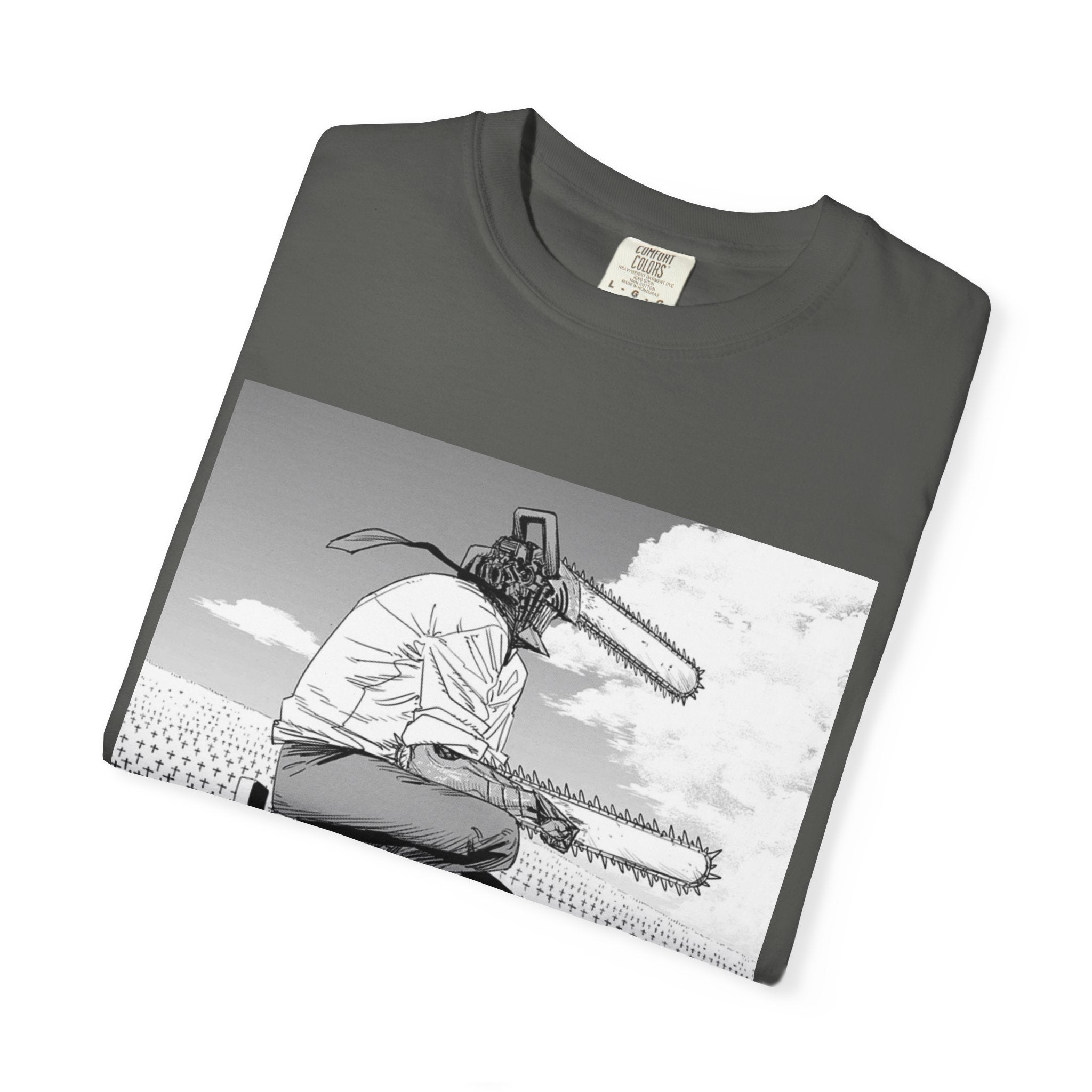 Chainsaw Man Graveyard Scene T-Shirt | Black & White Manga Graphic Tee | Japanese Anime Streetwear