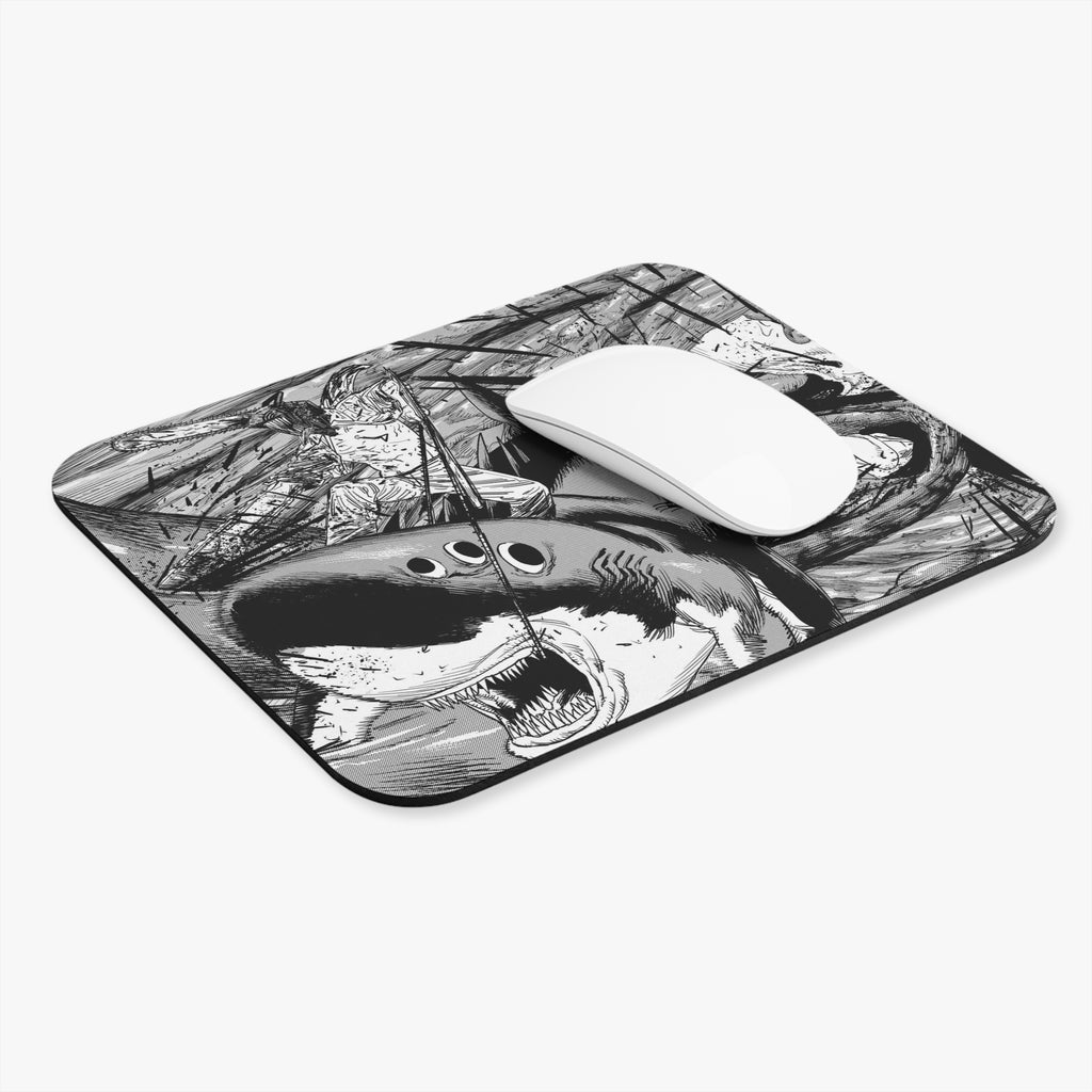 Chainsaw Man Shark Devil Mouse Pad | Black & White Manga Gaming Mousepad | Anime Desk Mat