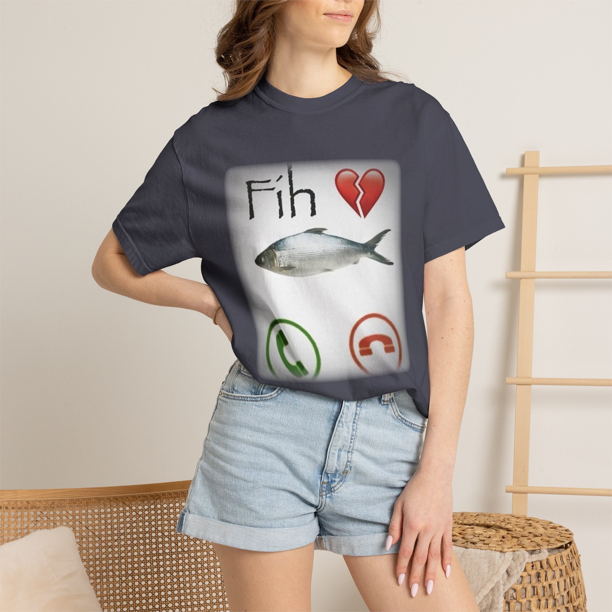 Fih Heart Break Call Meme Shirt | Funny Fish Pun Graphic T-Shirt
